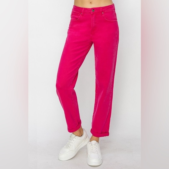 Risen Jeans Pants - RDP5546X FUCHSIA PLUS Risen High Rise Boyfriend Pants